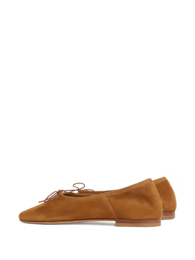 Mansur Gavriel Dream Suede Bow Ballet Flats In Animal Print