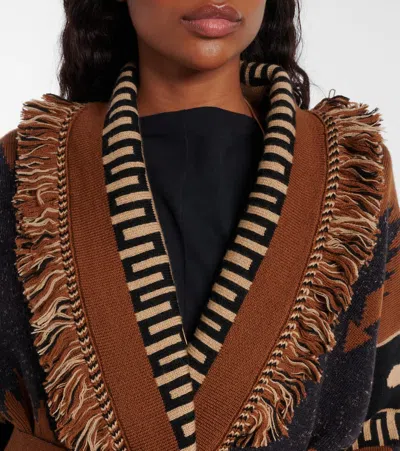 Alanui Dreamscape Jacquard Cardigan In Black/brown In Brown