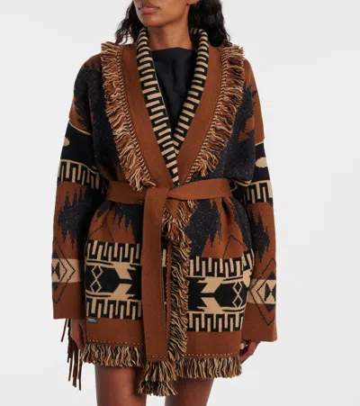 Alanui Dreamscape Jacquard Cardigan In Black/brown In Brown