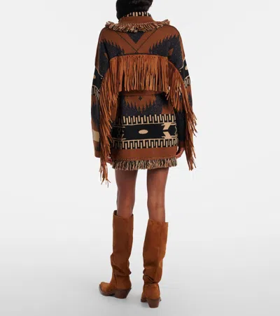 Alanui Dreamscape Jacquard Cardigan In Black/brown In Brown