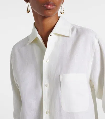 Loro Piana Andre Button Down Silk Blouse In White