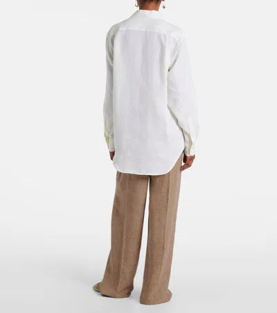 Loro Piana Andre Button Down Silk Blouse In White