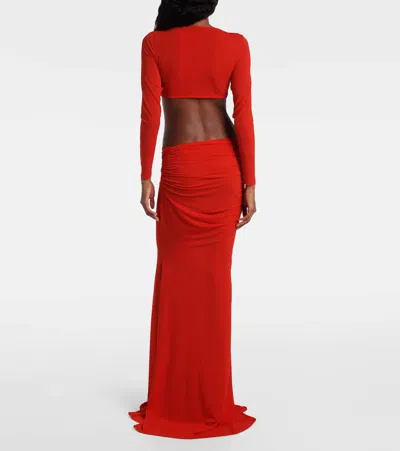 Alex Perry Long-sleeve Twist Gown Crepe Jersey In Red In Red