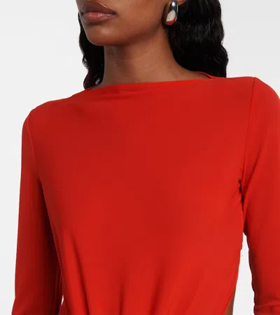 Alex Perry Long-sleeve Twist Gown Crepe Jersey In Red In Red
