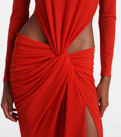 Alex Perry Long-sleeve Twist Gown Crepe Jersey In Red In Red