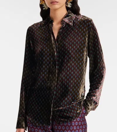 Dries Van Noten Printed Argyle-pattern Shirt In Green