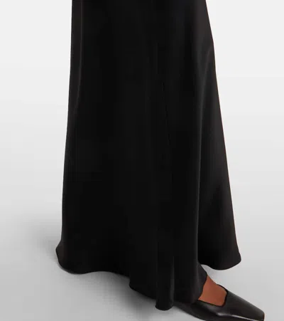Max Mara Baia Velvet-trimmed Satin Bustier Gown In Black