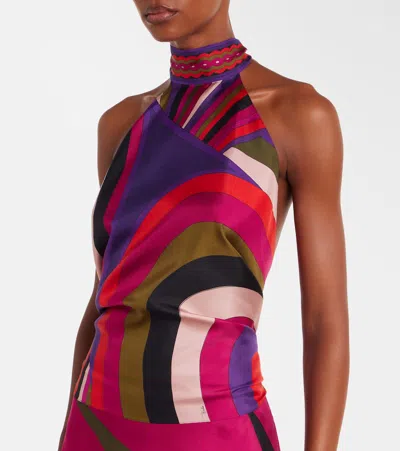 Pucci Iride Silk Satin Top In Multi