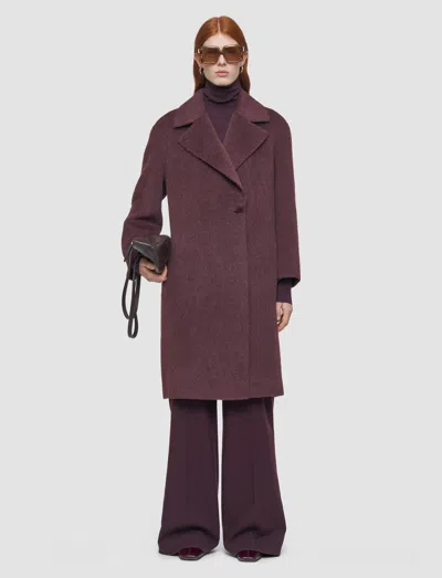 Joseph Yves Brushed Double Face Alpaca Coat In Brown