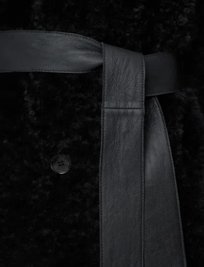 Joseph Tina Belted Shearling Coat In Black