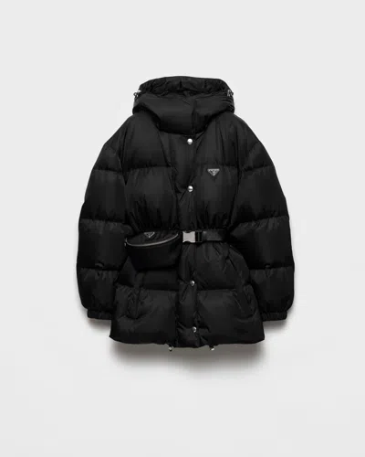 Prada Re-nylon Down Puffer Jacket In Black