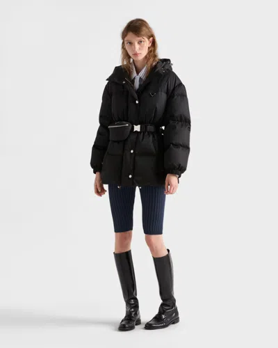 Prada Re-nylon Down Puffer Jacket In Black