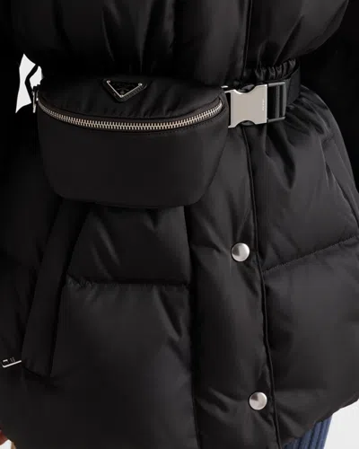 Prada Re-nylon Down Puffer Jacket In Black
