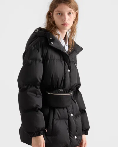 Prada Re-nylon Down Puffer Jacket In Black