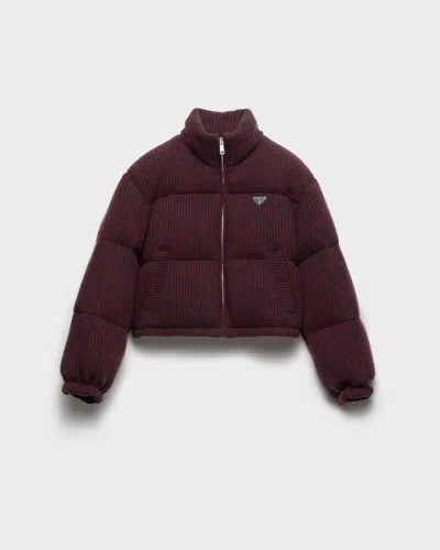 Prada Cropped Cashmere And Wool Down Jacket In Burgundy
