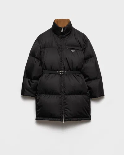 Prada Re-nylon Down Jacket In Black