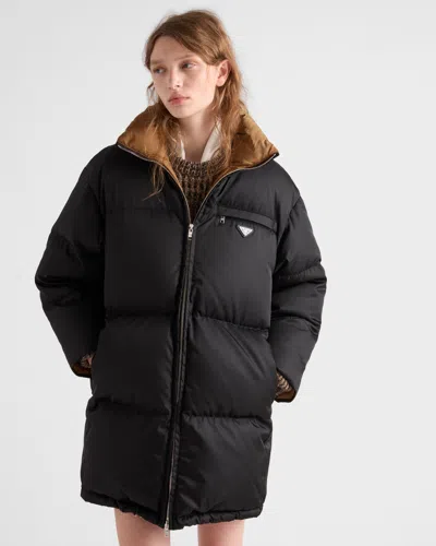 Prada Re-nylon Down Jacket In Black