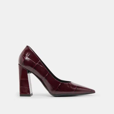 Dolce Vita Misty Heels Burgundy Croco Embossed Leather In Burgundy