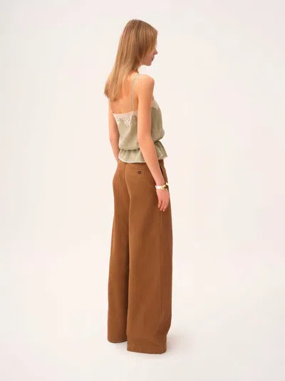 Chloé Pleated Garment-dyed Cotton-canvas Straight-leg Pants In Brown