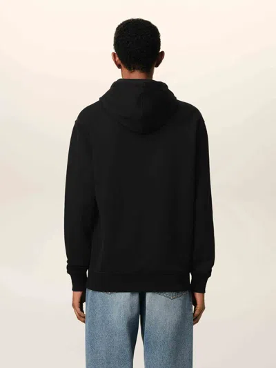 Ami Alexandre Mattiussi Zip-up Hoodie With Kangaroo Pocket And Drawstring Hood In Black