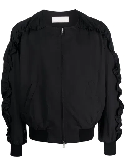Random Identities Bomber With Ruffled Sleeve Clothing In Black