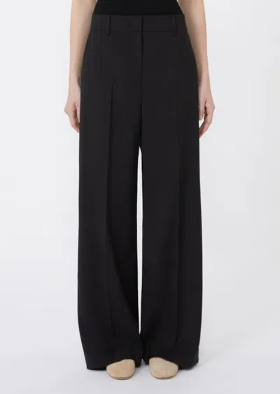 Weekend Max Mara Wool Stretch Palazzo Trousers In Black