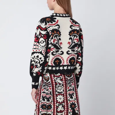 Farm Rio Ivory Sweater With Tapestry In Multi