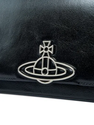 Vivienne Westwood Medium Hazel Orb-plaque Leather Shoulder Bag In Black