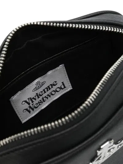 Vivienne Westwood Adjustable Strap Shoulder Bag With Rear Zip Pocket In Black