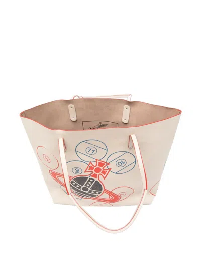 Vivienne Westwood Large Studio Orb-motif Tote Bag In White