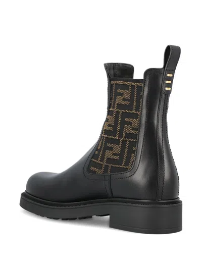 Fendi Ankle Boots With Elastic Side Panels In Black