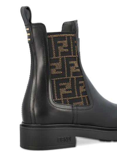 Fendi Ankle Boots With Elastic Side Panels In Black