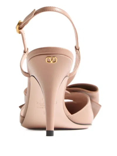 Valentino Garavani Bowow Slingback Pumps In Kidskin 85mm Woman Rose Cannelle 42 In Pink