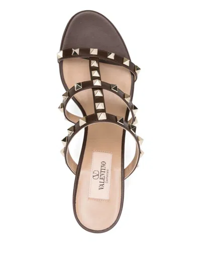 Valentino 60mm Rockstud-embellished Sandals In Brown