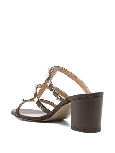 Valentino 60mm Rockstud-embellished Sandals In Brown