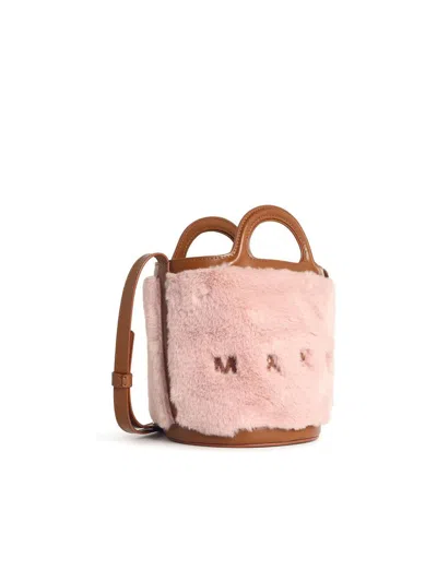 Marni Two-tone Leather Blend Bucket Bag In Brown