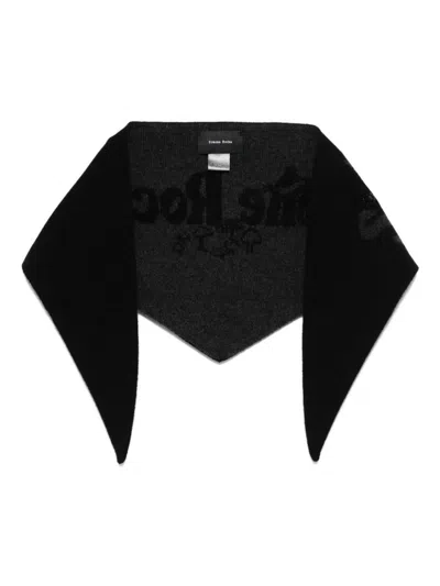 Simone Rocha Embroidered Logo Knitted Scarf In Black