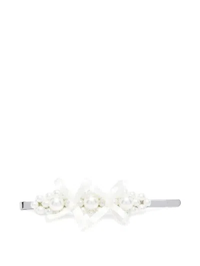 Simone Rocha Bow-embellished Hair Clip In Metallic