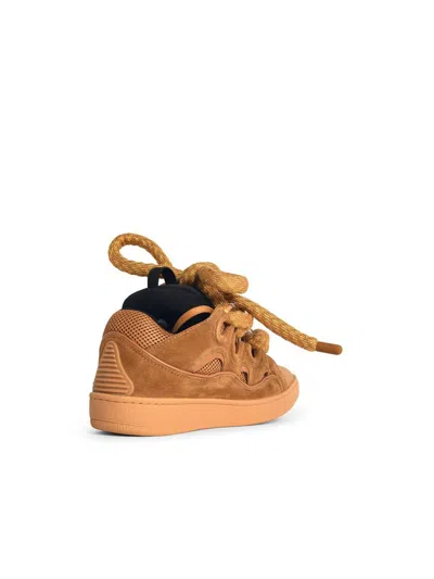 Lanvin Leather Blend Sneakers Suede Finish In Brown