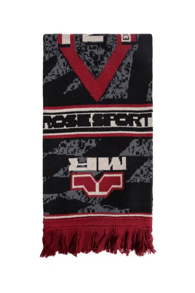 Martine Rose Logo-motif Fringed Scarf In Gray