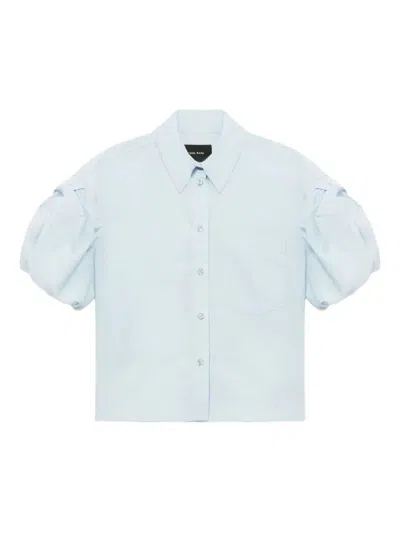 Simone Rocha Puffed-sleeve Pocket Shirt In Blue