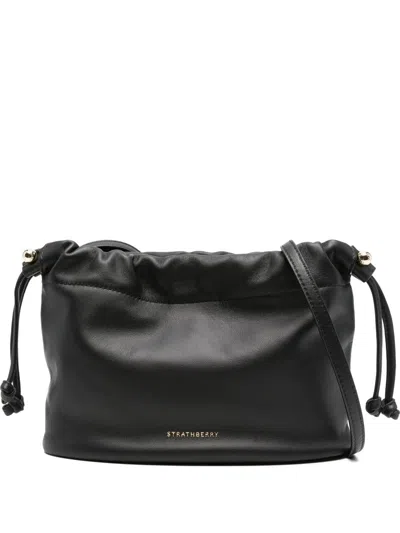 Strathberry Charlotte Drawstring Soft Nappa Black Bags In Black