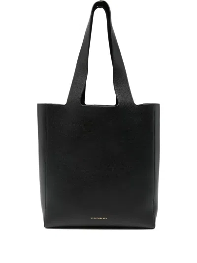Strathberry Melody Tote Fine Grain Leather Black Bags