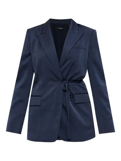Theory Tie Waist Blazer.cru Clothing In Blue