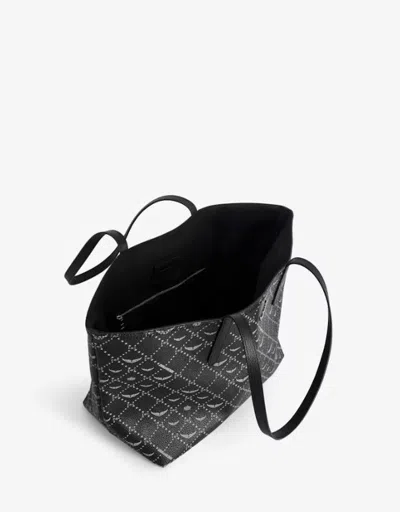 Zadig & Voltaire Womens Z Shopper Monogram Coated-canvas Tote Bag Noir In Black