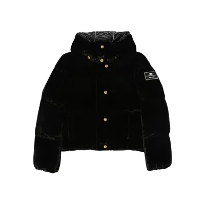 Elisabetta Franchi Hooded Puffer Jacket In Black