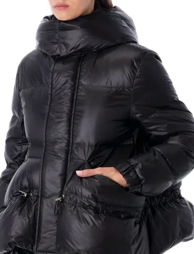 Sacai Black Hooded Short Padded Puffer Jacket In Black