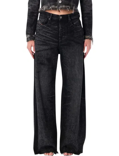 Diesel Jeans Wide Leg Effetto Consumanto In Multi