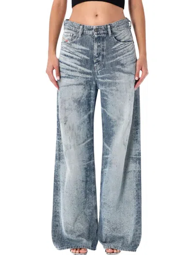 Diesel Relaxed Fit Wide Leg Trousers With Pockets In Multi