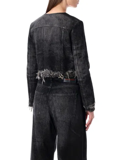 Diesel Grey Jacket With Round Neck And Frayed Edges In Cotton Blend Woman In Black